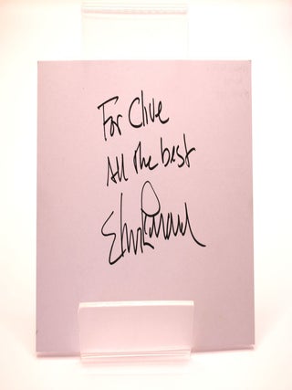 Item #100 Signed autograph card. Elmore Leonard