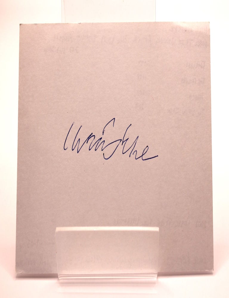 Item #114 Signed autograph card. Imre Kertesz.