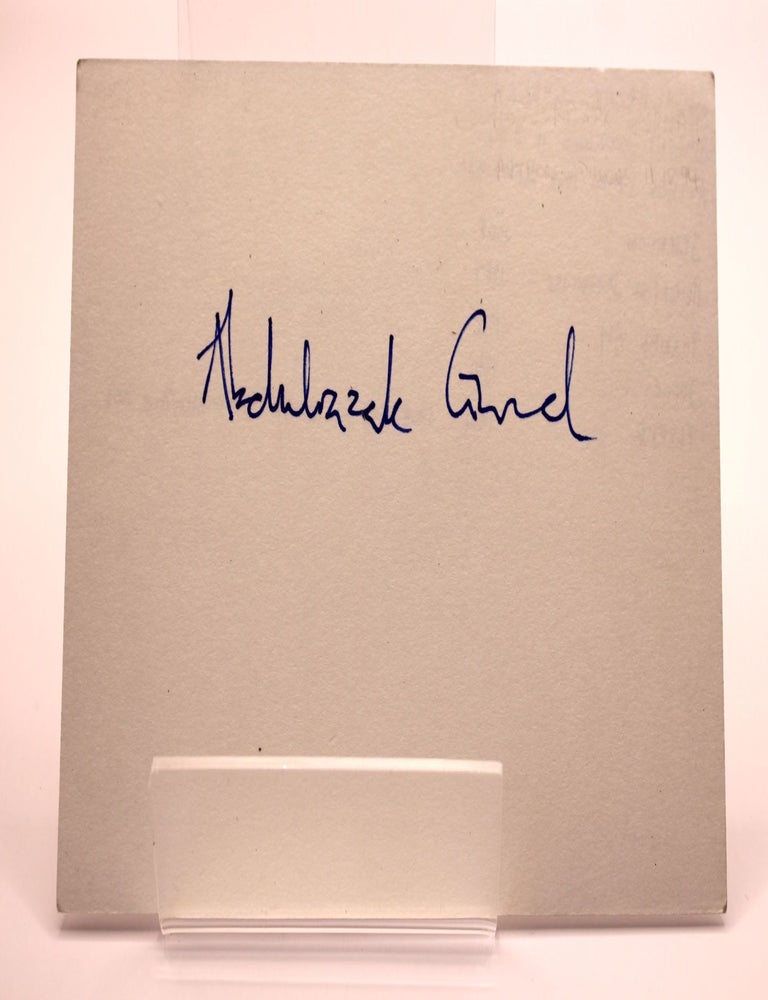 Item #116 Signed autograph card. Abdulrazak Gurnah.