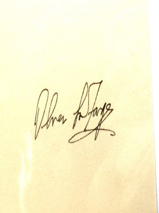 Item #134 Signed autograph slip. Oliver La Farge