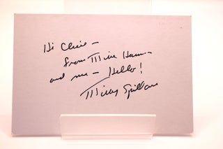 Item #94 Signed autograph card. Mickey Spillane